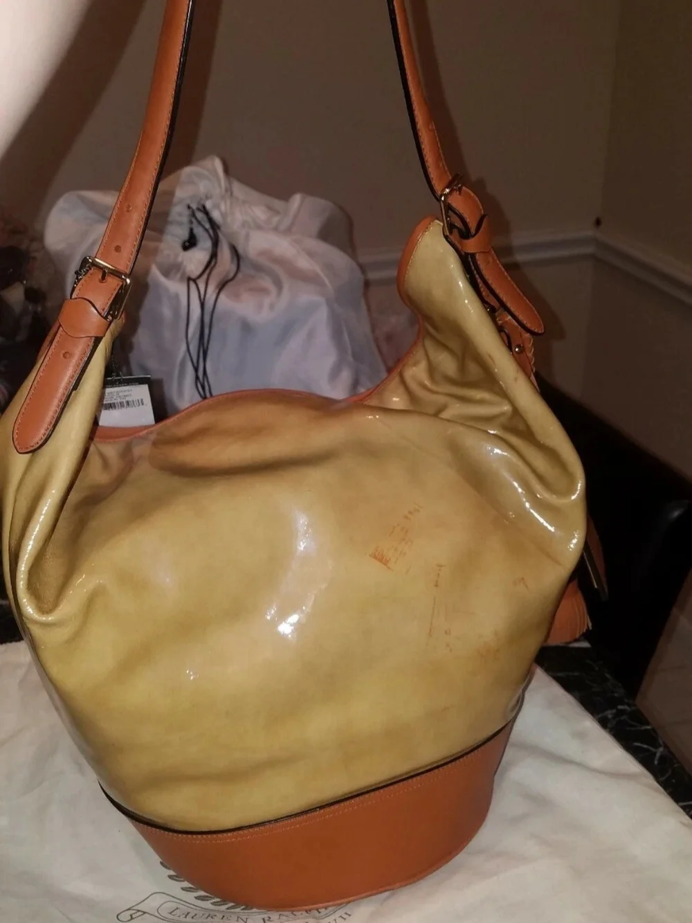 Lauren Ralph Lauren Two-Tone Tan & Camel Hobo Bag